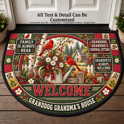 Granddog Grandma's Cardinal Cottage Personalized Half Round Mat | 5To9Vibe