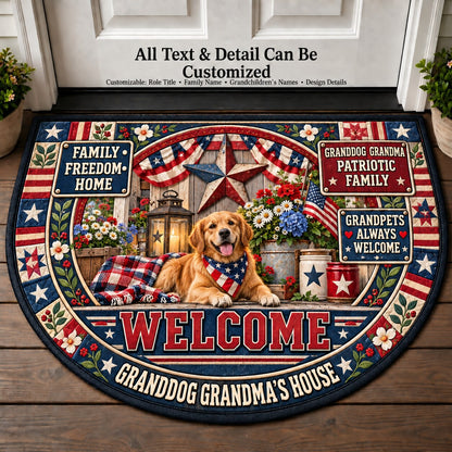 Granddog Grandma's Patriotic Family Personalized Half Round Mat | 5To9Vibe