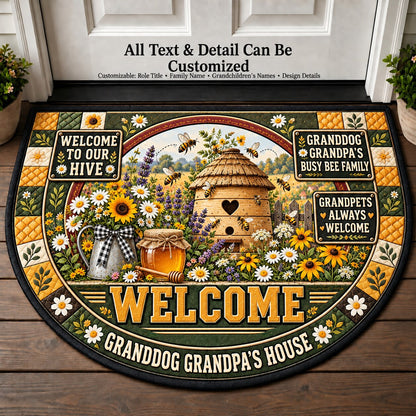 Granddog Grandpa's Busy Bee Family Personalized Half Round Mat | 5To9Vibe