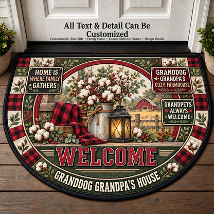 Granddog Grandpa's Cozy Farmhouse Personalized Half Round Mat | 5To9Vibe