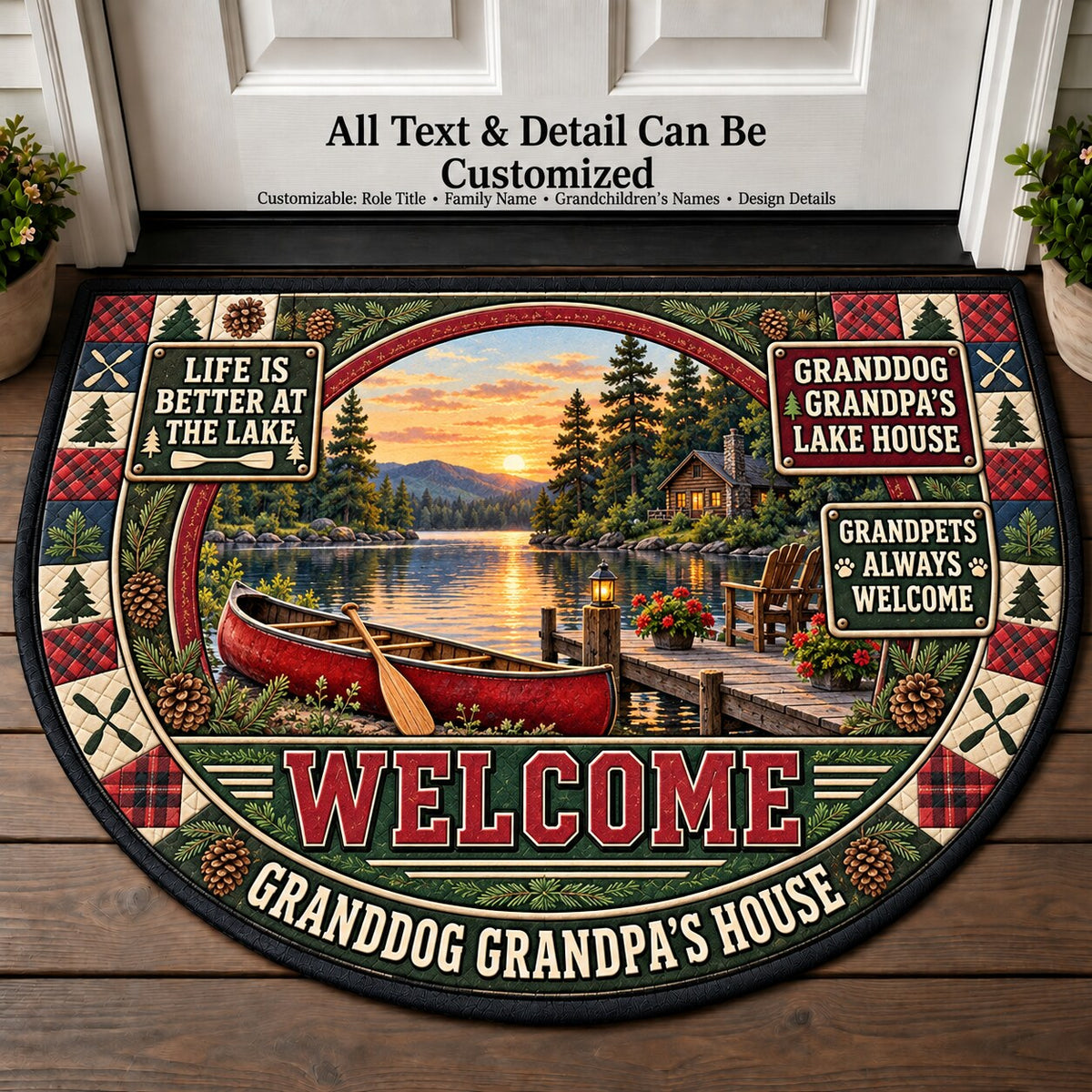 Granddog Grandpa's Lake House Personalized Half Round Mat | 5To9Vibe