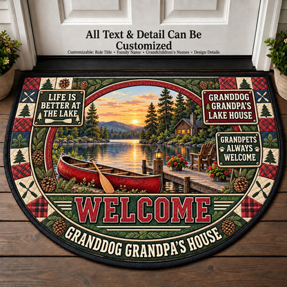 Granddog Grandpa's Lake House Personalized Half Round Mat | 5To9Vibe