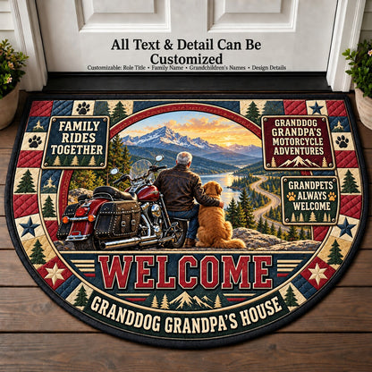 Granddog Grandpa's Motorcycle Adventures Personalized Half Round Mat | 5To9Vibe