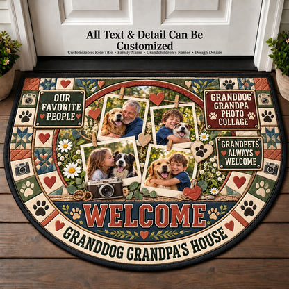 Granddog Grandpa's Photo Collage Personalized Half Round Mat | 5To9Vibe