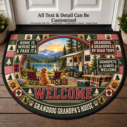 Granddog Grandpa's RV Road Trips Personalized Half Round Mat | 5To9Vibe
