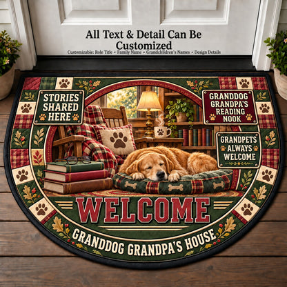 Granddog Grandpa's Reading Nook Personalized Half Round Mat | 5To9Vibe