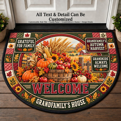 Grandfamily's Autumn Harvest Personalized Half Round Mat | 5To9Vibe