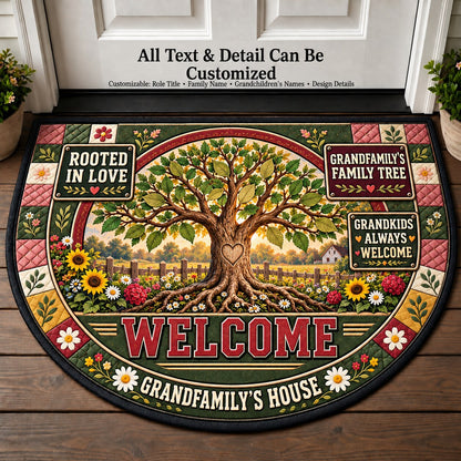 Grandfamily's Family Tree Personalized Half Round Mat | 5To9Vibe