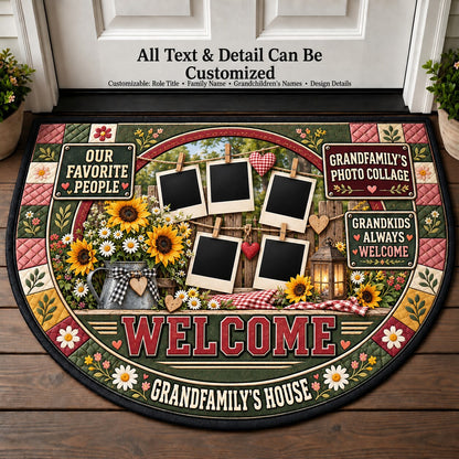 Grandfamily's Photo Collage Personalized Half Round Mat | 5To9Vibe