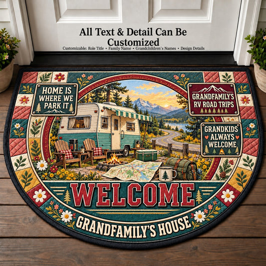 Grandfamily's RV Road Trips Personalized Half Round Mat | 5To9Vibe