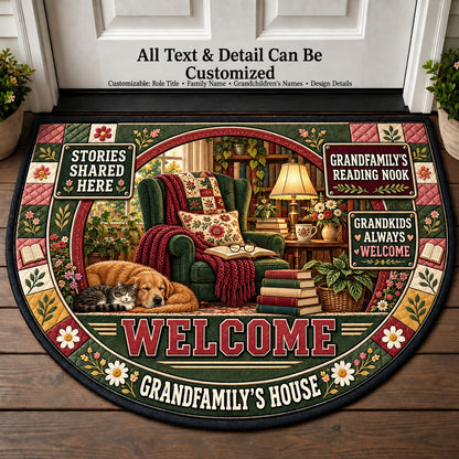 Grandfamily's Reading Nook Personalized Half Round Mat | 5To9Vibe