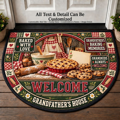 Grandfather's Baking Memories Personalized Half Round Mat | 5To9Vibe