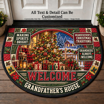 Grandfather's Christmas Traditions Personalized Half Round Mat | 5To9Vibe