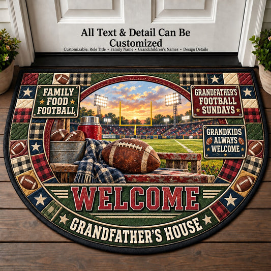 Grandfather's Football Sundays Personalized Half Round Mat | 5To9Vibe