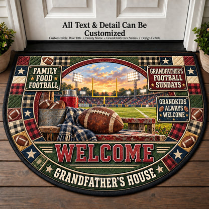 Grandfather's Football Sundays Personalized Half Round Mat | 5To9Vibe
