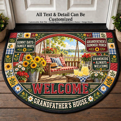Grandfather's Summer Porch Personalized Half Round Mat | 5To9Vibe