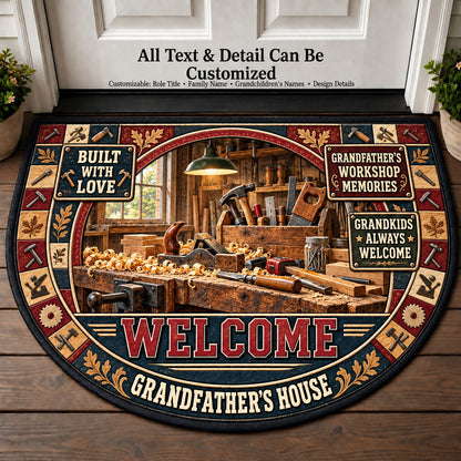 Grandfather's Workshop Memories Personalized Half Round Mat | 5To9Vibe
