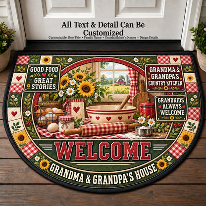 Grandma & Grandpa's Country Kitchen Personalized Half Round Mat | 5To9Vibe