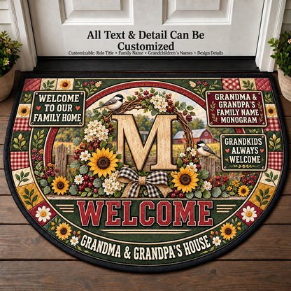 Grandma & Grandpa's Family Name Monogram Personalized Half Round Mat | 5To9Vibe