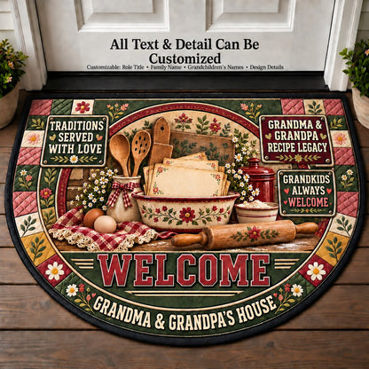 Grandma & Grandpa's Recipe Legacy Personalized Half Round Mat | 5To9Vibe