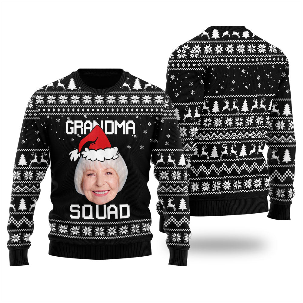 Grandma Squad Custom Face Ugly Christmas Sweater For Women