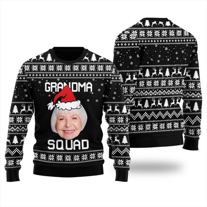 Grandma Squad Custom Face Ugly Christmas Sweater For Women