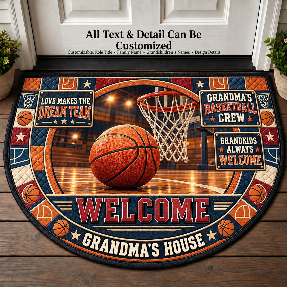 Grandma's Basketball Crew Personalized Half Round Mat | 5To9Vibe
