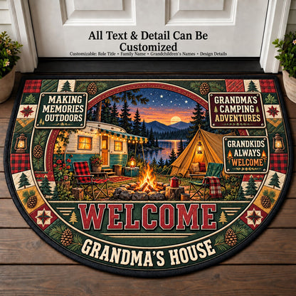 Grandma's Camping Adventures Personalized Half Round Mat | 5To9Vibe
