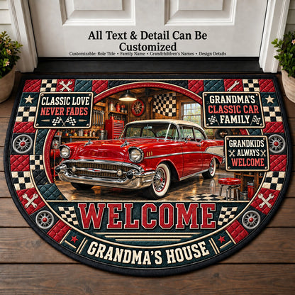 Grandma's Classic Car Family Personalized Half Round Mat | 5To9Vibe