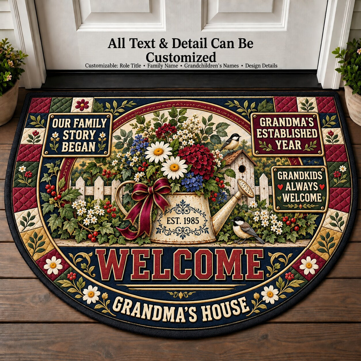 Grandma's Established Year Personalized Half Round Mat | 5To9Vibe