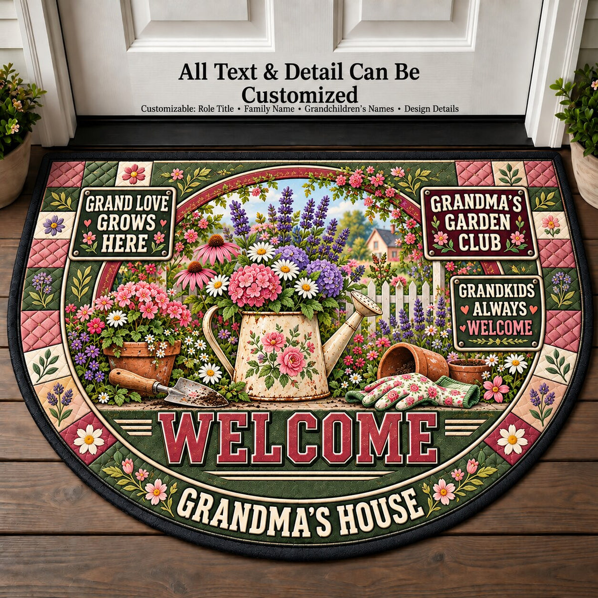 Grandma's Garden Club Personalized Half Round Mat | 5To9Vibe