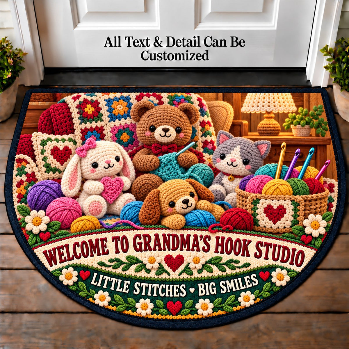 Amigurumi Friends - Grandma's Hook Studio Personalized Half Round Mat | 5To9Vibe