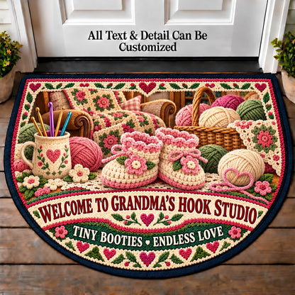 Baby Booties - Grandma's Hook Studio Personalized Half Round Mat | 5To9Vibe