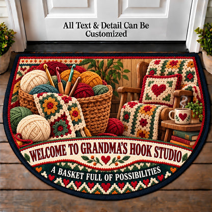 Basket Making - Grandma's Hook Studio Personalized Half Round Mat | 5To9Vibe