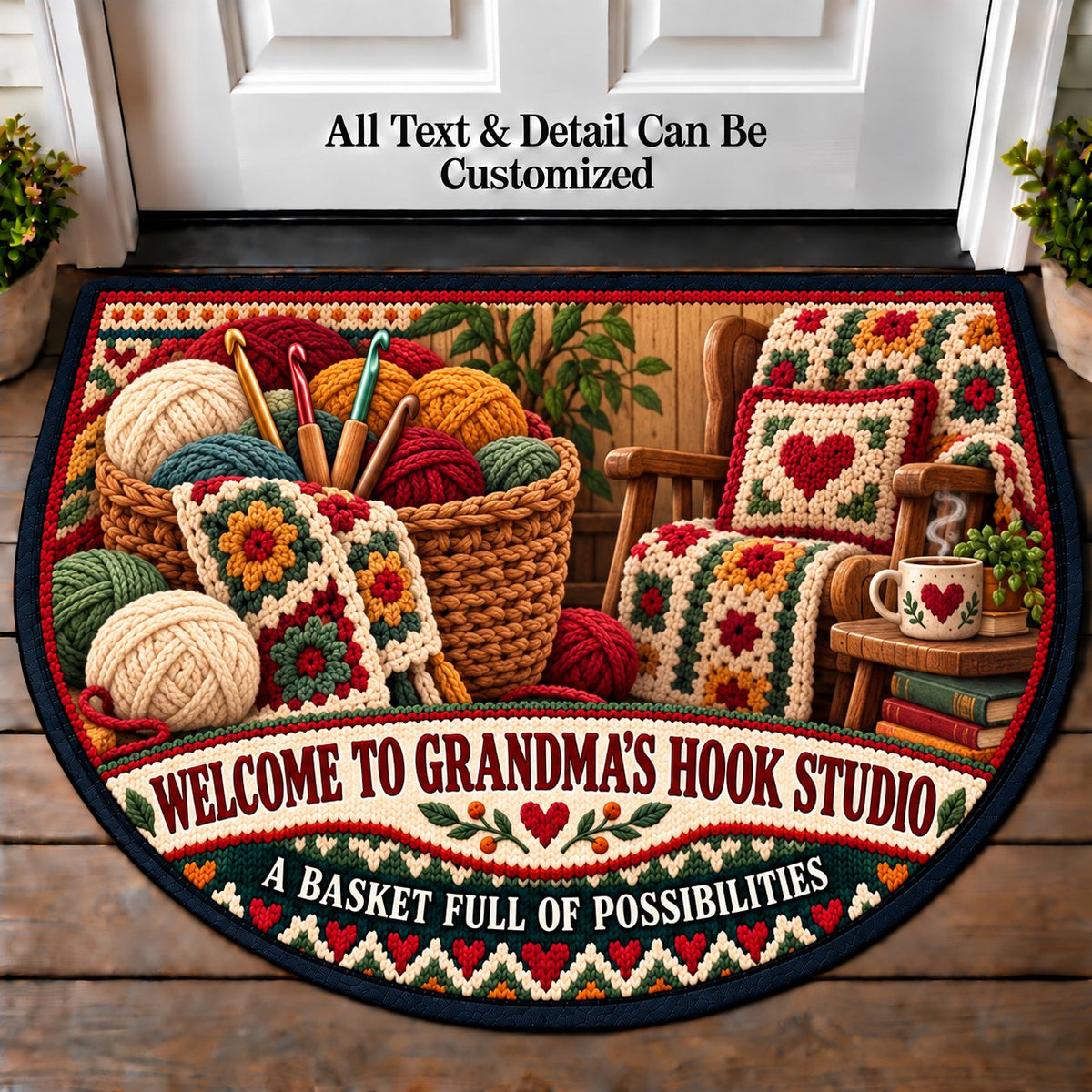 Basket Making - Grandma's Hook Studio Personalized Half Round Mat | 5To9Vibe