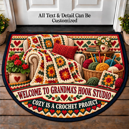 Cozy Throw - Grandma's Hook Studio Personalized Half Round Mat | 5To9Vibe
