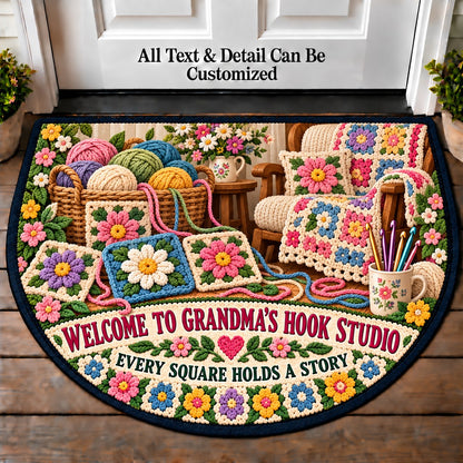 Granny Square Garden - Grandma's Hook Studio Personalized Half Round Mat | 5To9Vibe