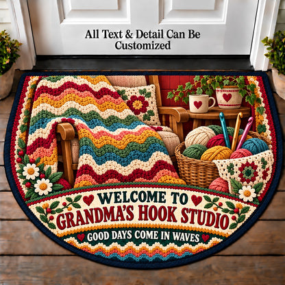 Ripple Blanket - Grandma's Hook Studio Personalized Half Round Mat | 5To9Vibe