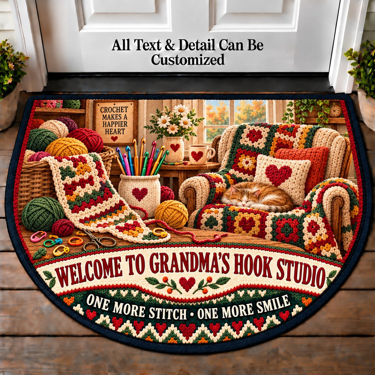 Stitch Marker Desk - Grandma's Hook Studio Personalized Half Round Mat | 5To9Vibe