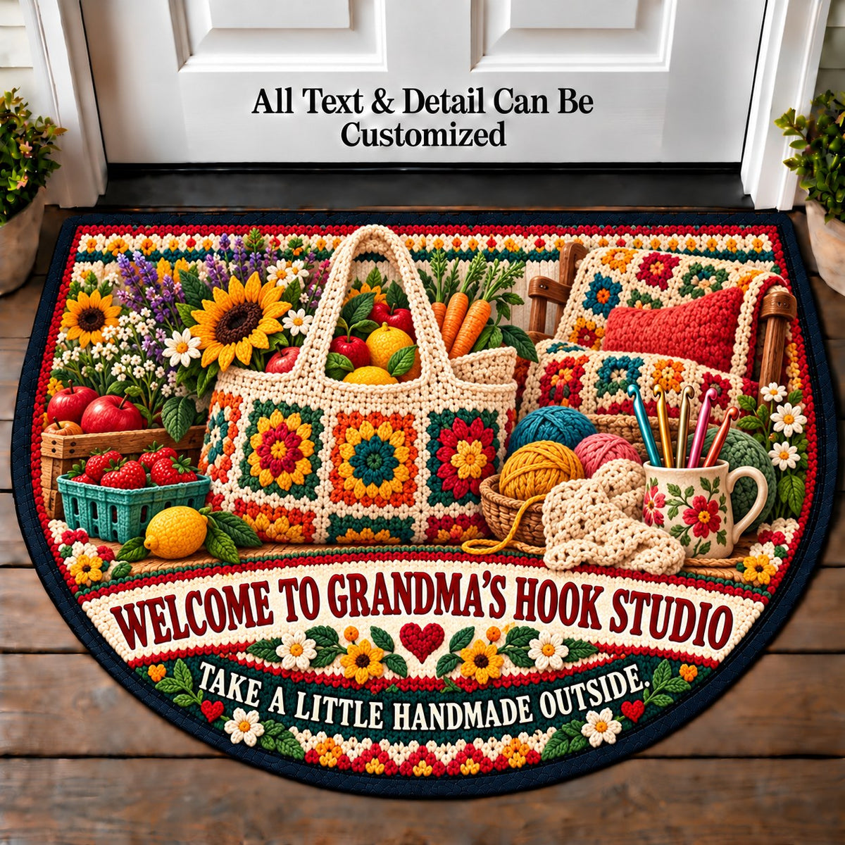 Summer Market Bag - Grandma's Hook Studio Personalized Half Round Mat | 5To9Vibe