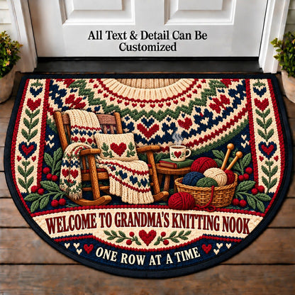 Colorwork Yoke - Grandma's Knitting Nook Personalized Half Round Mat | 5To9Vibe
