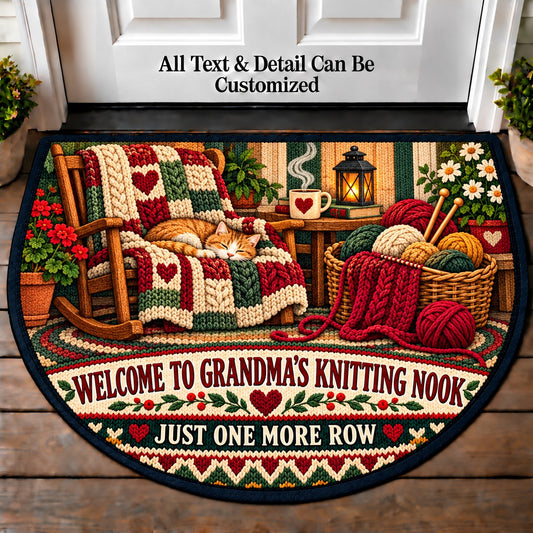 Row Counter - Grandma's Knitting Nook Personalized Half Round Mat | 5To9Vibe