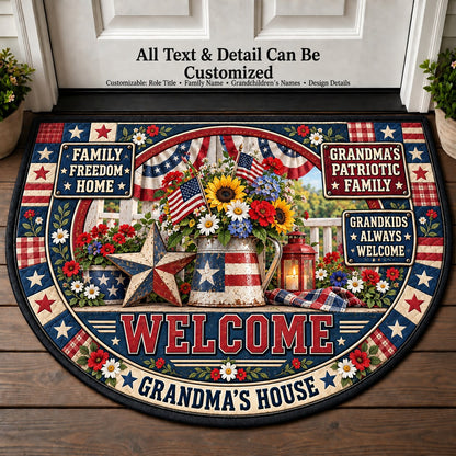 Grandma's Patriotic Family Personalized Half Round Mat | 5To9Vibe