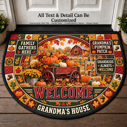Grandma's Pumpkin Patch Personalized Half Round Mat | 5To9Vibe