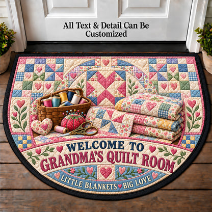 Baby Quilt Keepsake - Grandma's Quilt Room Personalized Half Round Mat | 5To9Vibe