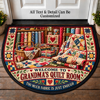Fabric Shop Finds - Grandma's Quilt Room Personalized Half Round Mat | 5To9Vibe