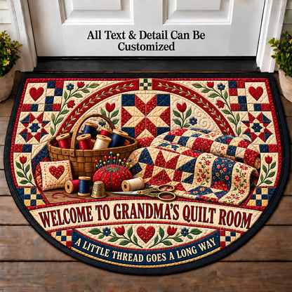 Thread Thimble - Grandma's Quilt Room Personalized Half Round Mat | 5To9Vibe