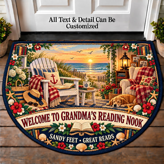 Beach Read - Grandma's Reading Nook Personalized Half Round Mat | 5To9Vibe