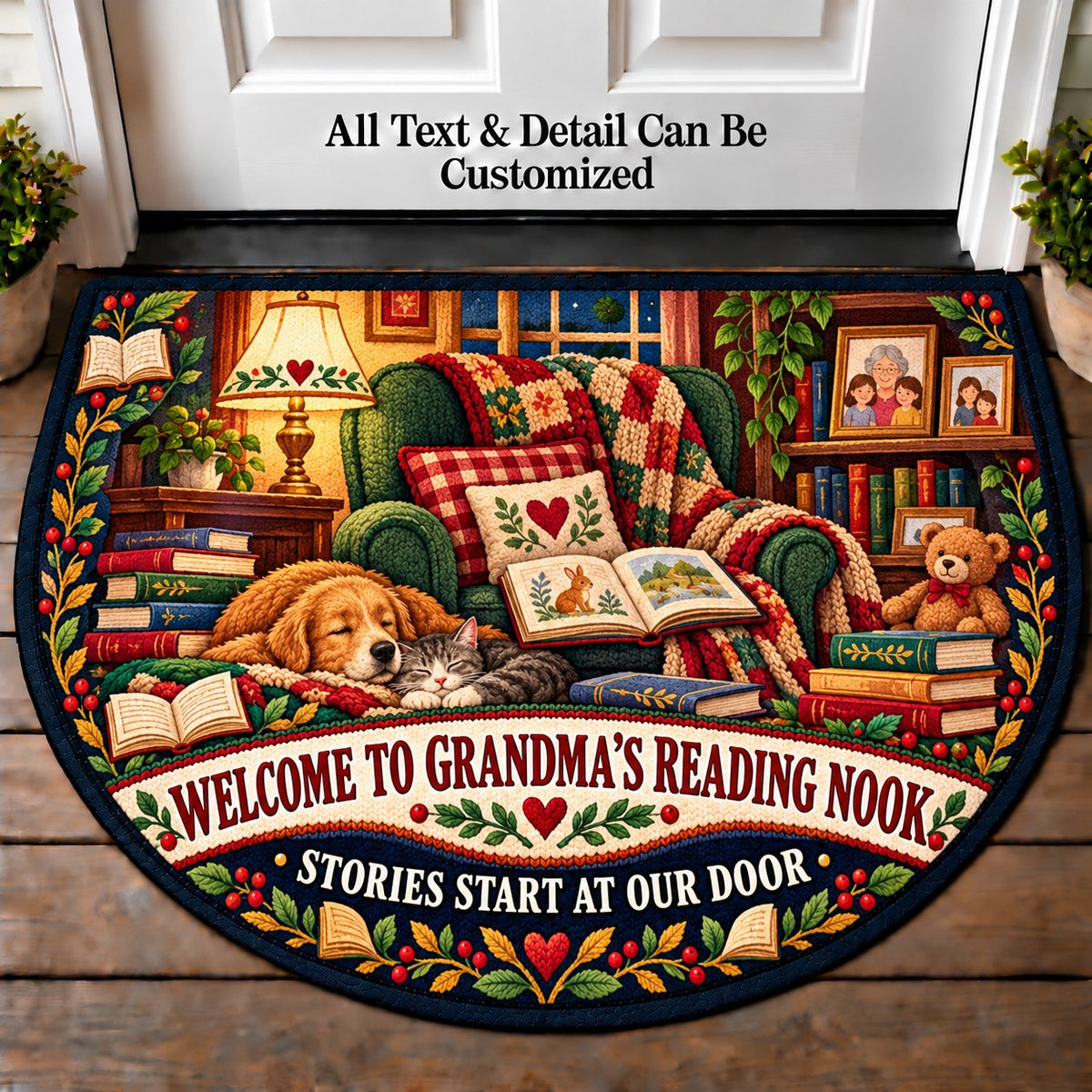 Children's Storytime - Grandma's Reading Nook Personalized Half Round Mat | 5To9Vibe