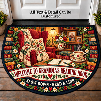 Poetry and Tea - Grandma's Reading Nook Personalized Half Round Mat | 5To9Vibe